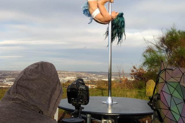 A still from Laura's pole dancing routine that saw her win the Talented round. Picture: Laura Siddall
