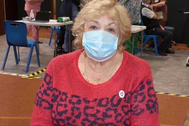 Audrey Eyre after receiving her vaccination