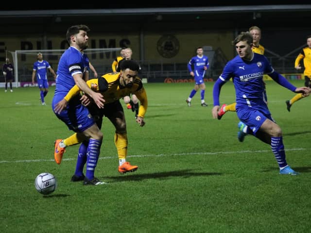 Jay Rollins saw an early penalty shout turned down. Photo: Oliver Atkin