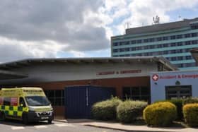 Ambulances arriving at A&E at Pilgrim Hospital in Boston.