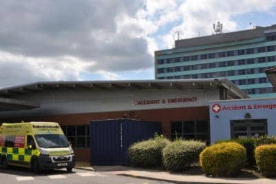 Ambulances arriving at A&E at Pilgrim Hospital in Boston.