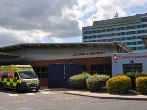 Ambulances arriving at A&E at Pilgrim Hospital in Boston.