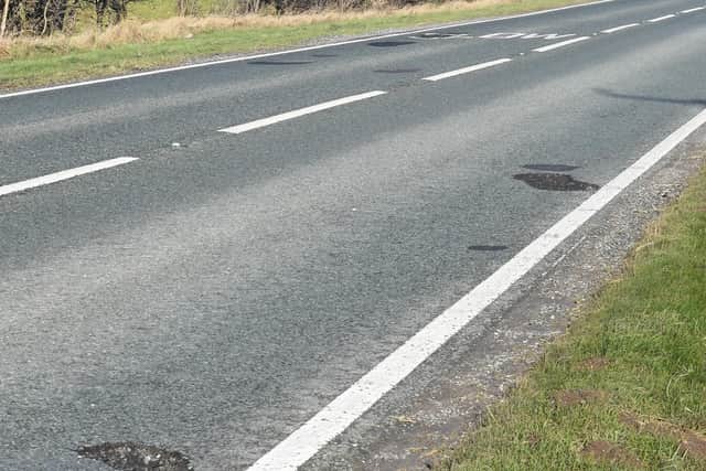 Potholes on the A15 just south of Ashby de la Launde turning. EMN-210122-124049001