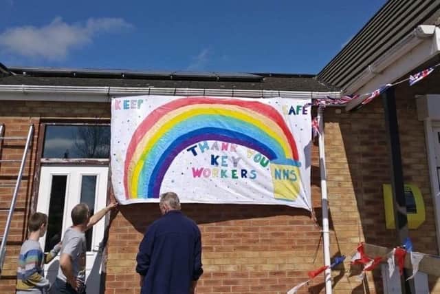 Flying the rainbow for the NHS.