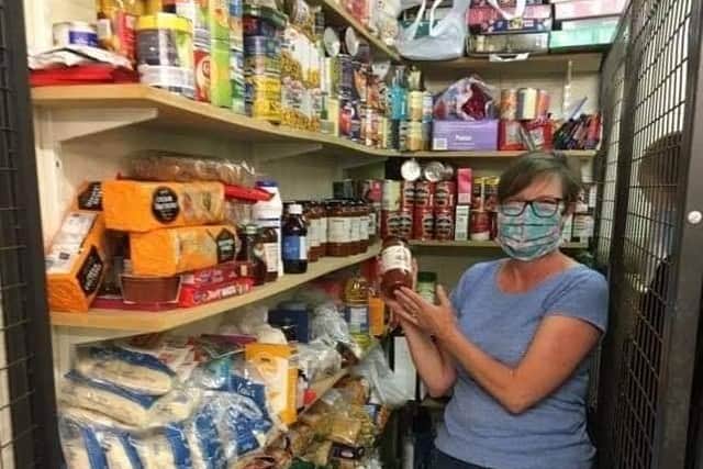 The village hall agreed to store food donated for the community.