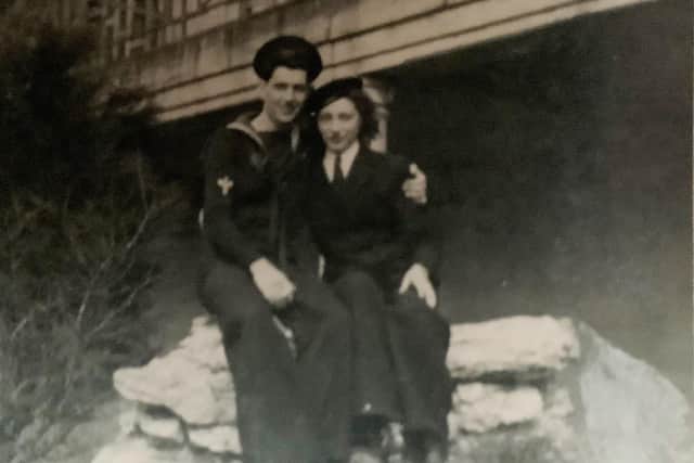 Jeff and his wife Mary at the promenade at Sutton on sea (circa 1945)