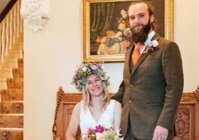 Hannah and George at their ‘Lockdown Wedding’ in September 2020.