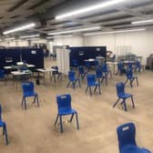 Inside the large Covid-19 vaccination centre at Lincolnshire Showground. EMN-210102-122004001