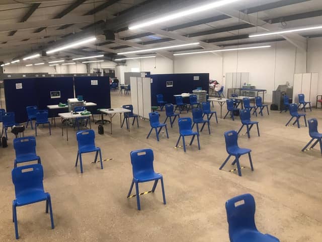 Inside the large Covid-19 vaccination centre at Lincolnshire Showground. EMN-210102-122004001