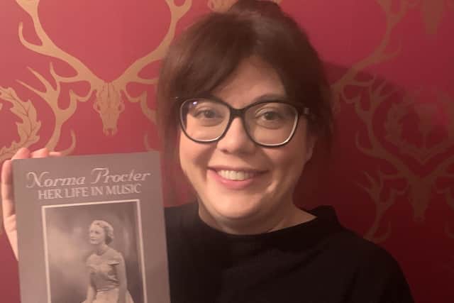 Lucy Wood with her new book: Norma Procter - Her Life in Music