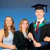 Owen pictured with his sister Hannah, mum Lisa and dad Mark.