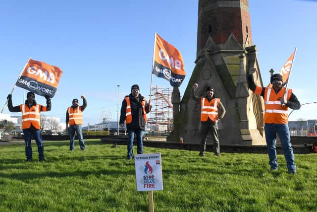 British Gas engineers protesting at the Clock Tower in Skegness.