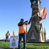 GMB Union protestors in Skegness raising awareness of their strike.