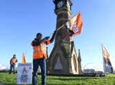 GMB Union protestors in Skegness raising awareness of their strike.
