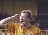 Simon Rusk celebrates at full time.