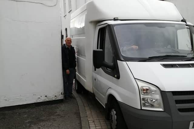 Coun Richard Barker highlights safety issues on St Lawrence Street - something the County Council disputes