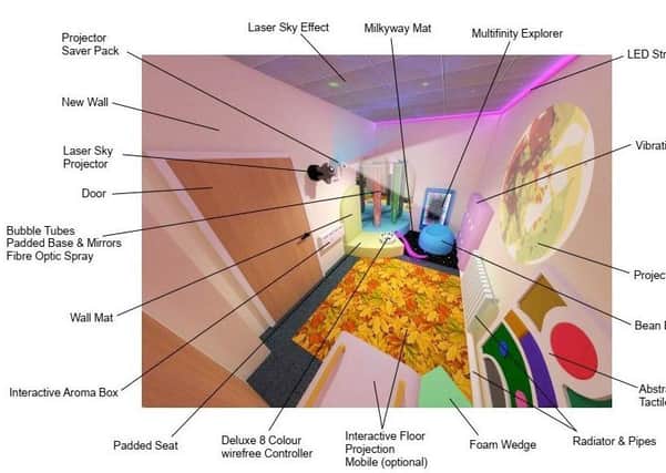 The design for the multi-sensory room at Rainbow Stars. EMN-210102-151103001