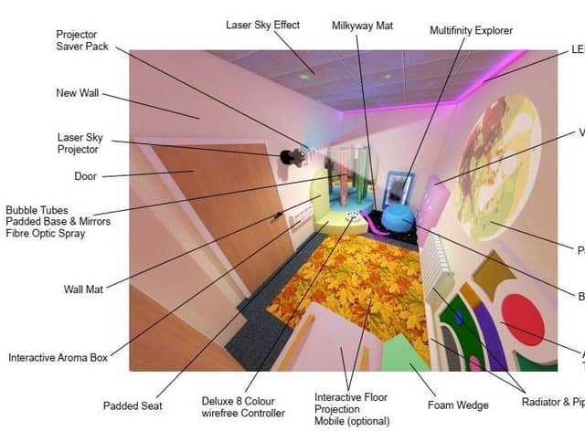 The design for the multi-sensory room at Rainbow Stars. EMN-210102-151103001