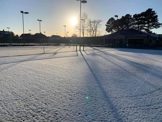 Snow has blanketed the Boston Tennis Club courts recently.