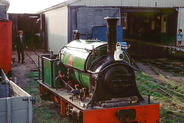 For many years a steam engine owned by an LCLR director, the late John Burdett of Louth, was based on the LCLR, but proved too heavy for the track. “Elin” was an 0-4-0ST built by the Hunslet Engine Company of Leeds in 1899, as their works number 705, for slate quarries in Wales and after closure of the Humberston site, was moved first to the Yaxham Light Railway in Norfolk and is now on the Richmond Light Railway in Kent. © Trevor Dodgson