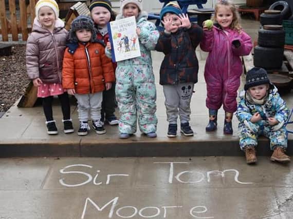 Children at Big Adventures Childcare paid tribute to Captain Sir Tom.