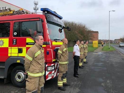 Skegness Firefighters pay tribute to the brave on Armistice Day.