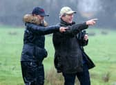 NFU President Minette Batters counting on her farm with GWCT's Peter Thompson. EMN-210502-131542001