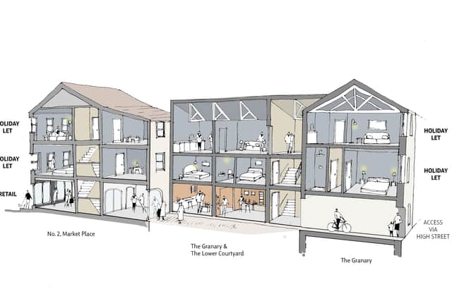 A cross section of some of the plans for 2 to 4 Market Place