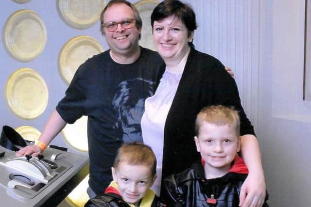 Harrison with brother Mikey and parents Simon and Hayley on a previous Doctor Who tour