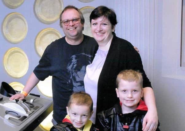 Harrison with brother Mikey and parents Simon and Hayley on a previous Doctor Who tour