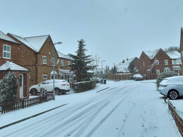 More snow falling in Sleaford this morning.