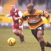 Julian Joachim on the ball. He followed Jon Sotnick to Darlington the following season.