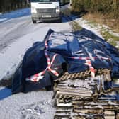 The asbestos dumped on the road