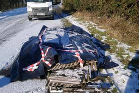 The asbestos dumped on the road