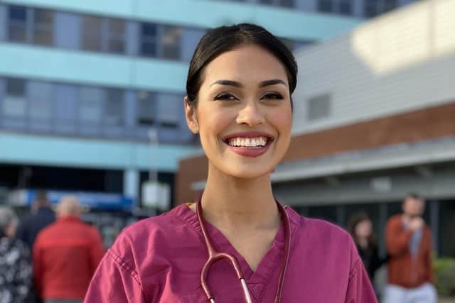 The reigning Miss England, NHS Doctor Bhasha Mukherjee