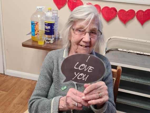 Love is in the air at Syne Hills in Skegness. Pictured is Doreen Denford.