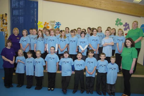 Kirton Primary School pupils with (from left) music leader Colette Vinter, teaching assistant Ashley Cooper, teaching assistant Sharon Clarke , and Year Five teacher Lorna O'Dwyer.