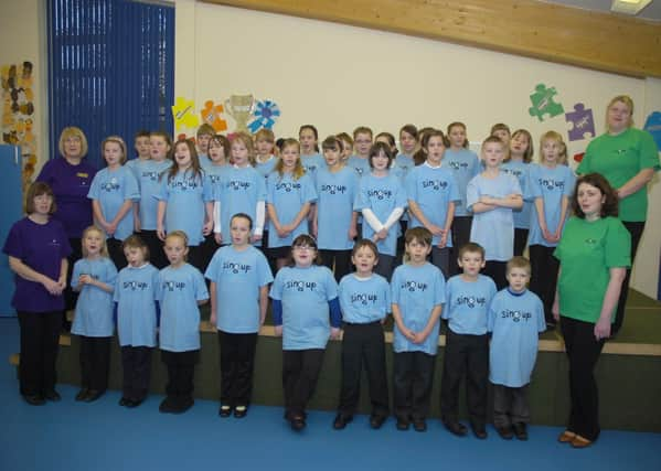 Kirton Primary School pupils with (from left) music leader Colette Vinter, teaching assistant Ashley Cooper, teaching assistant Sharon Clarke , and Year Five teacher Lorna O'Dwyer.