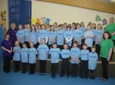 Kirton Primary School pupils with (from left) music leader Colette Vinter, teaching assistant Ashley Cooper, teaching assistant Sharon Clarke , and Year Five teacher Lorna O'Dwyer.