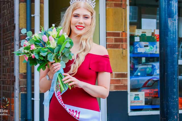 The new Miss Lincolnshire with her crown and flowers.  (Image credit: The Elite Media Co.)