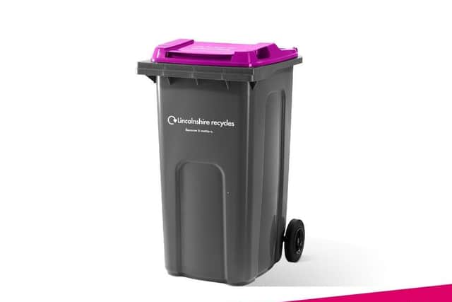 The purple-lidded bin that will be being rolled out across the borough