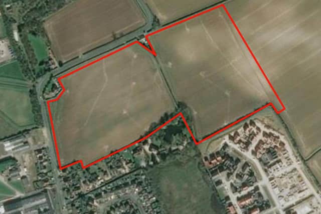 An aerial view of the proposed housing site off Brackenborough Road.