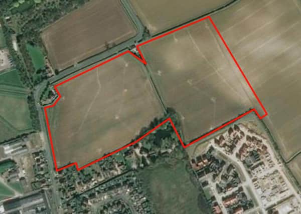 An aerial view of the proposed housing site off Brackenborough Road.