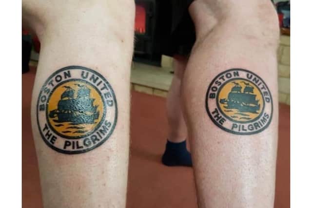 Donna Small shared this photo. Her husband Mick and son Daniel Harrison have matching artwork.