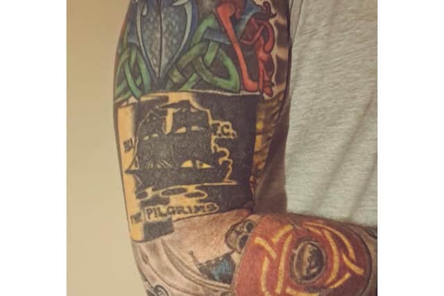 Part of a design on Chris Clawson's arm.