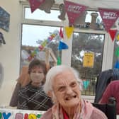 Mary celebrating her 101st birthday with her son and daughter-in-law, Johnny and Susie Epton.