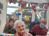 Mary celebrating her 101st birthday with her son and daughter-in-law, Johnny and Susie Epton.