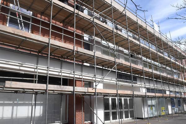 The outside of the new Lumley Plaza in Lumley Road is getting a facelift ready for opening on April 12.