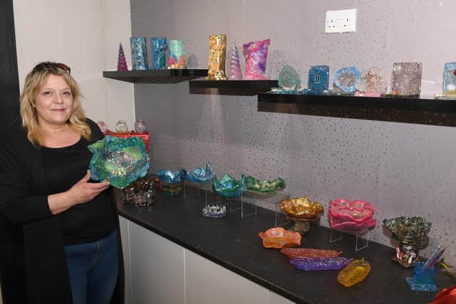Donna Baldwin is bringing her business, Moonyean, selling hand-sculpted resin vases and bowls to the Lumley Plaza.