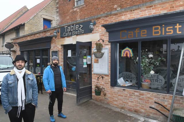 Building work at Tablez, Sleaford, to expand the cafe and create a roof terrace. Mesut Palabiyik (owner) and Ismail Uzkar. EMN-210103-123045001
